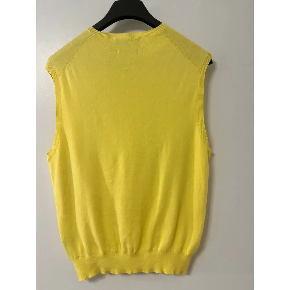 Ralph Lauren Mens Yellow Sleeveless Sweater Large Pima Cotton Vintage